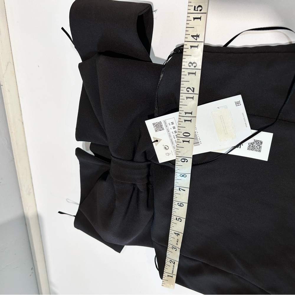 Zara Strapless Black Dress with Bow - Picture 12 of 16